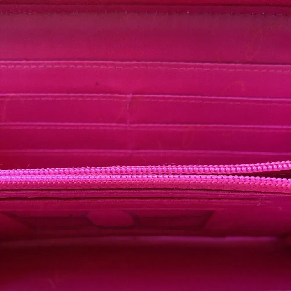 Vera Bradley ZIGGY ZAGS Wallet Yellow & Pink  Zip Around Faux Leather - Picture 8 of 9